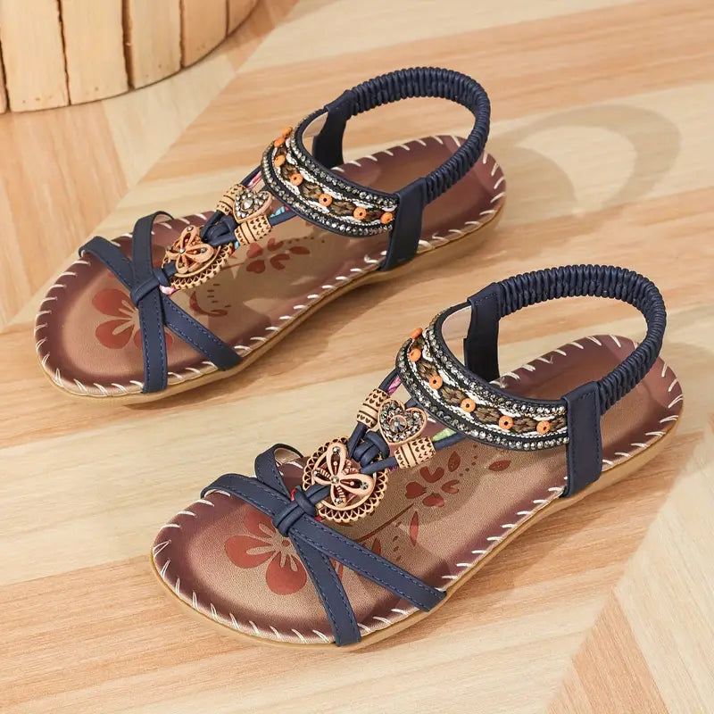 Women's Elegant Rhinestone Butterfly Flat Sandals